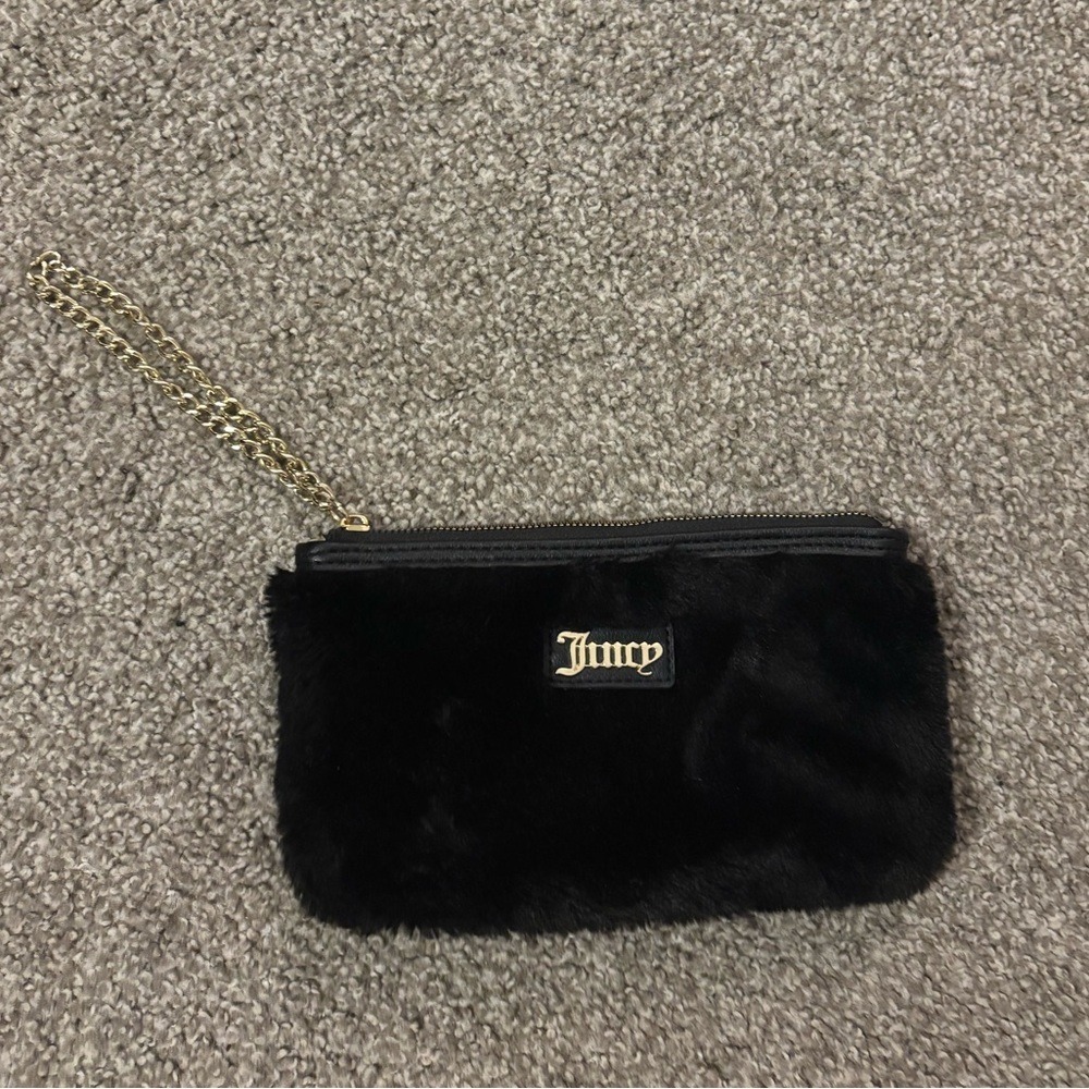 Furry Juicy Couture clutch with gold chain